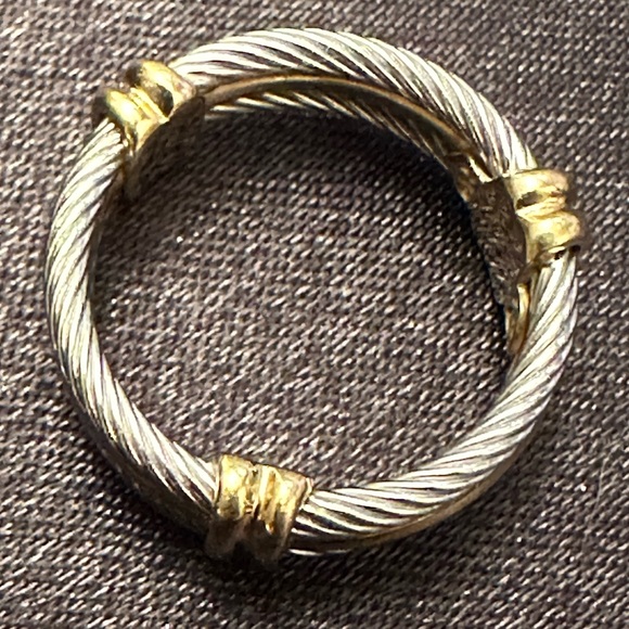 David Yurman Silver and Gold Cable Ring - Picture 3 of 7